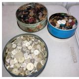(3) tins of buttons