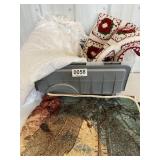 Unfinished bedspread, small quilt, crochet throw