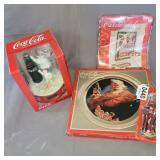 Coca-Cola clock, platter, shower curtain, more