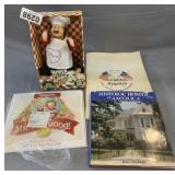 Campbells 2001 calendar, historic books and chef