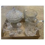 Etched and cut glass pieces