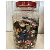 Container of vintage buttons