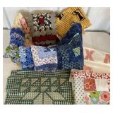 Unfinished quilt pieces, squares