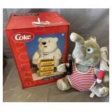 Coca-Cola cookie jar and plush toy