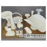 Milk glass vases, S&P shaker & more