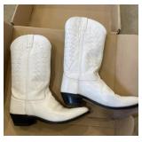 White stitched cowboy boots (size Unknown)