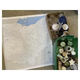 Ohio map of streams, candles, glasses