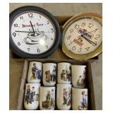 Norman Rockwell coffee cups, clocks
