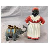 (2) Cast iron Mechanical banks