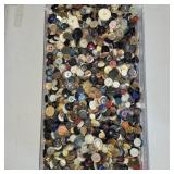 Shoebox container of buttons