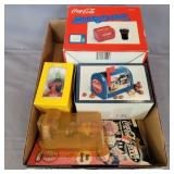 Coca-Cola mini radio, Nascar figurine & more