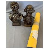 George Washington and Lincoln busts & poster