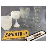 Sundae glasses, Camel license plate, watch, more