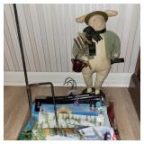 Garden flags, holder and bunny