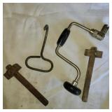 Primitive tools, hay hook and hand drill