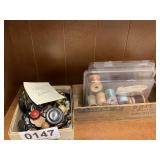 Vintage buttons and yarn