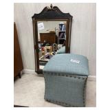 Storage hassock, vintage mirror