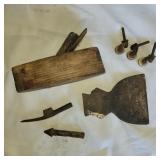 Vintage planer, wheels and tool parts