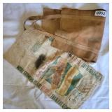 Dekalb seed bag and leather wood carrier