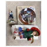 Norman Rockwell plate, doll and figurine