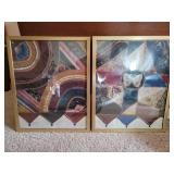 (2) 1870 framed Crazy quilt