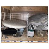 Tarp, sleeping bag, shelving