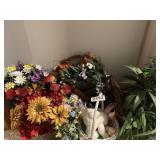 Wreaths, Easter basket, and floral decor