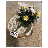 Longaberger basket with faux flowers