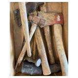 Hatchet, rubber mallet, more