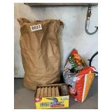 Corn cobs, ice melt, and bird food