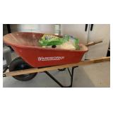 Wheel barrow and paper towels