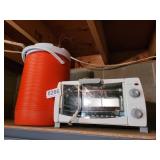 Rival toaster oven and Rubbermaid water cooler