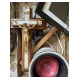 Digital picture frame, candle, cross
