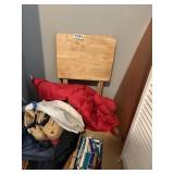 Coat, folding dinner trays, boots and more