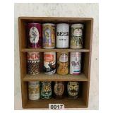 Wooden shelf and vintage beer cans