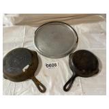 Pair Griswold skillets, aluminum griddle