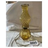 Fostoria coin glass lamp with opalescent chimney
