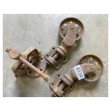 Pipe clamp, (2) steel castor wheels