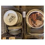 (2) Metal crates, decorative plates