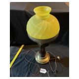 Vintage 24" table lamp yellow spiral glass