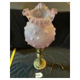 Vintage Fenton table lamp roses, 24 inches