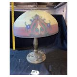 Vintage reverse painted lamp, 22"