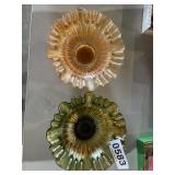 Pair vintage carnival glass bowls