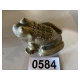 Vintage brass advertising frog doorstop