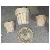 Garden pottery planters, small one hairline