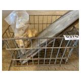 Metal crate, wood paddles, wood stoppers