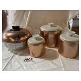 Mid century modern copper canister set