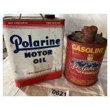Vintage motor oil can, gasoline can