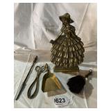 Vintage brass fireplace tool set