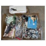 Vintage buttons, handheld sewing machine, more